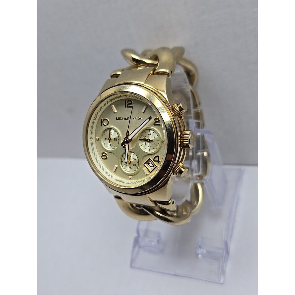 Michael Kors Runway MK3131 Gold Tone Watch Chain 38mm New Battery Womens Sz Smal - Picture 2 of 9